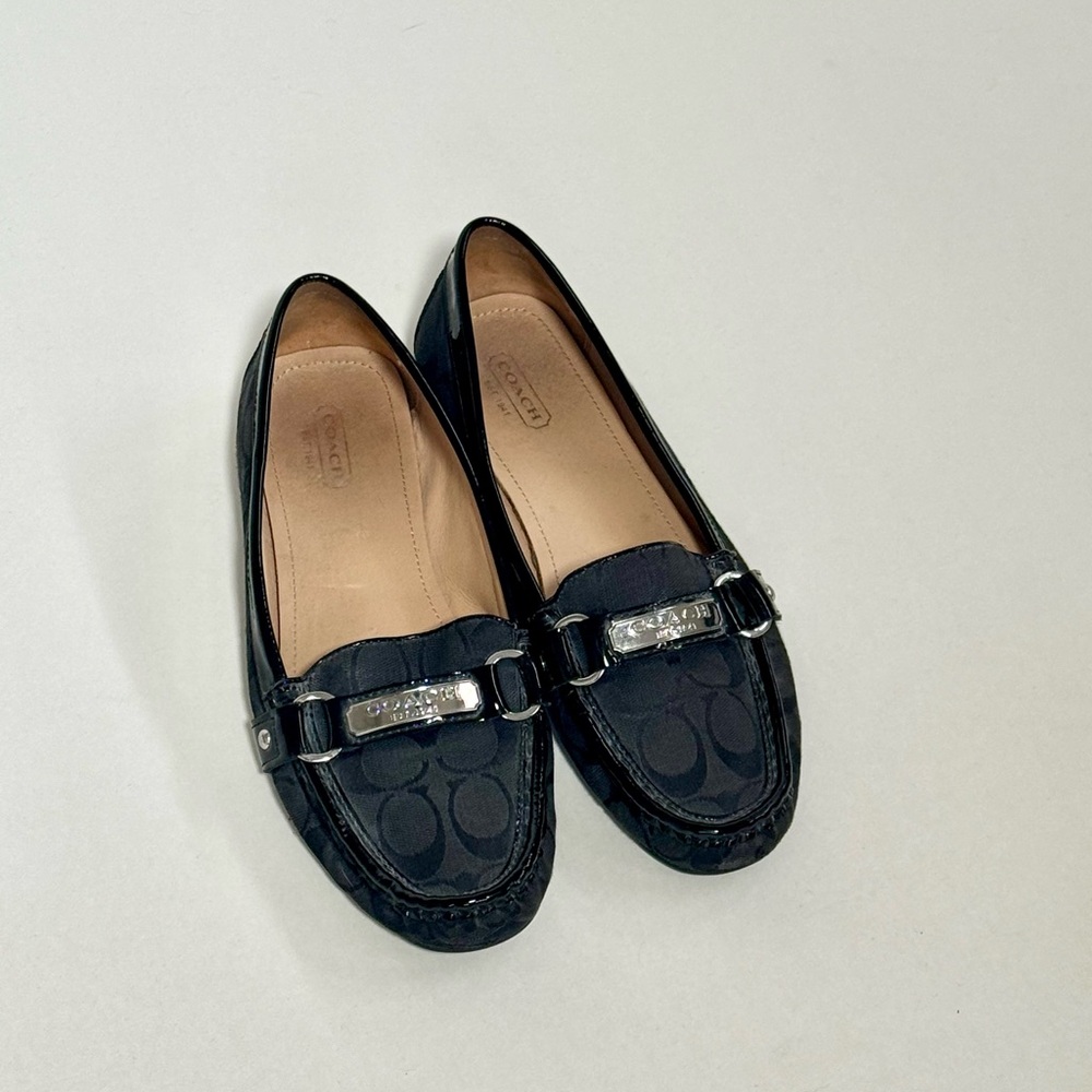 COACH Black Canvas Loafers